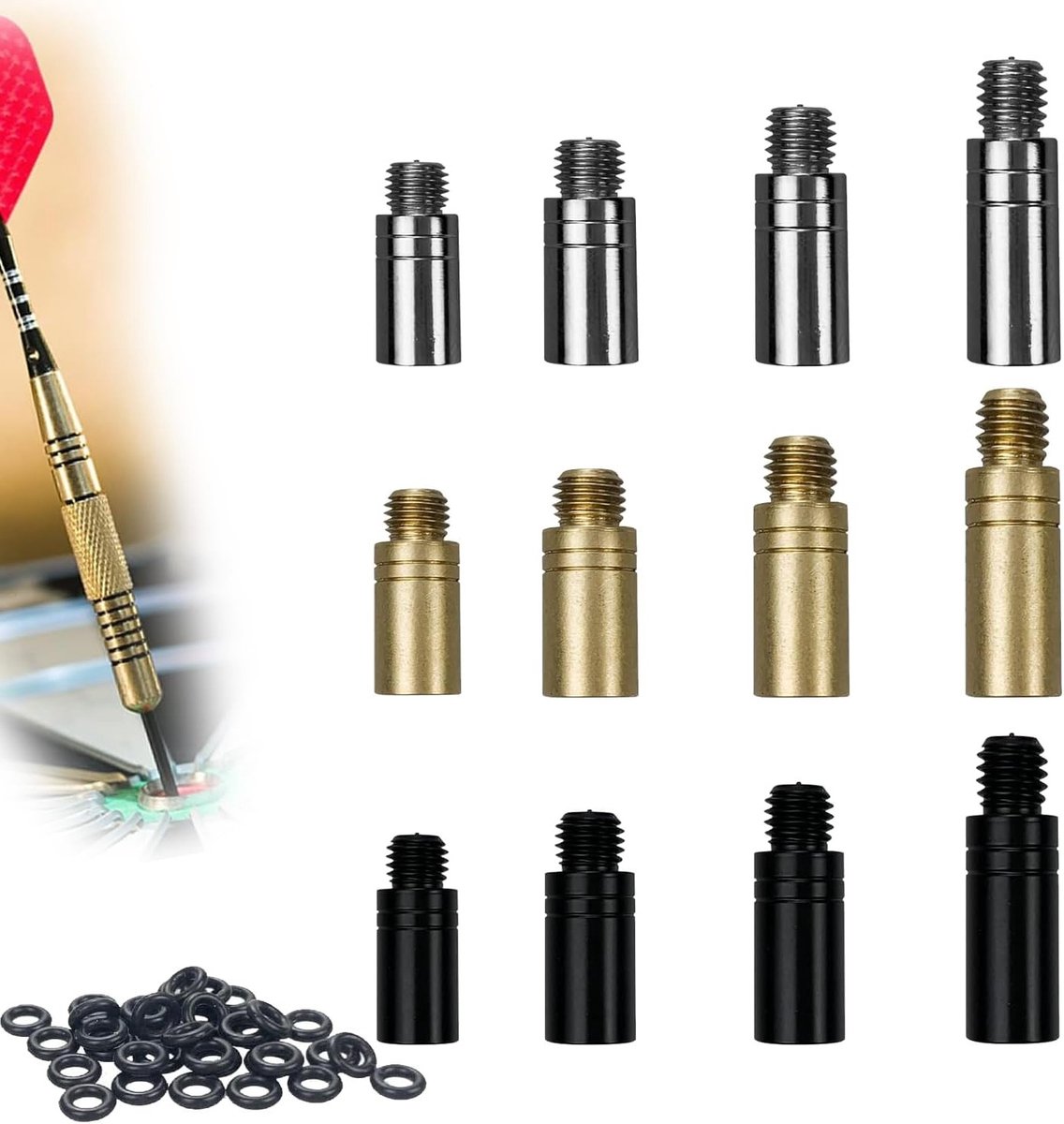 Dart Gewichten Set van 12 Stuks in 3 Kleuren - Ideaal voor Dart Accessoires en Counterweights (Gewichten: 1.5g, 2g, 2.5g, 3g)