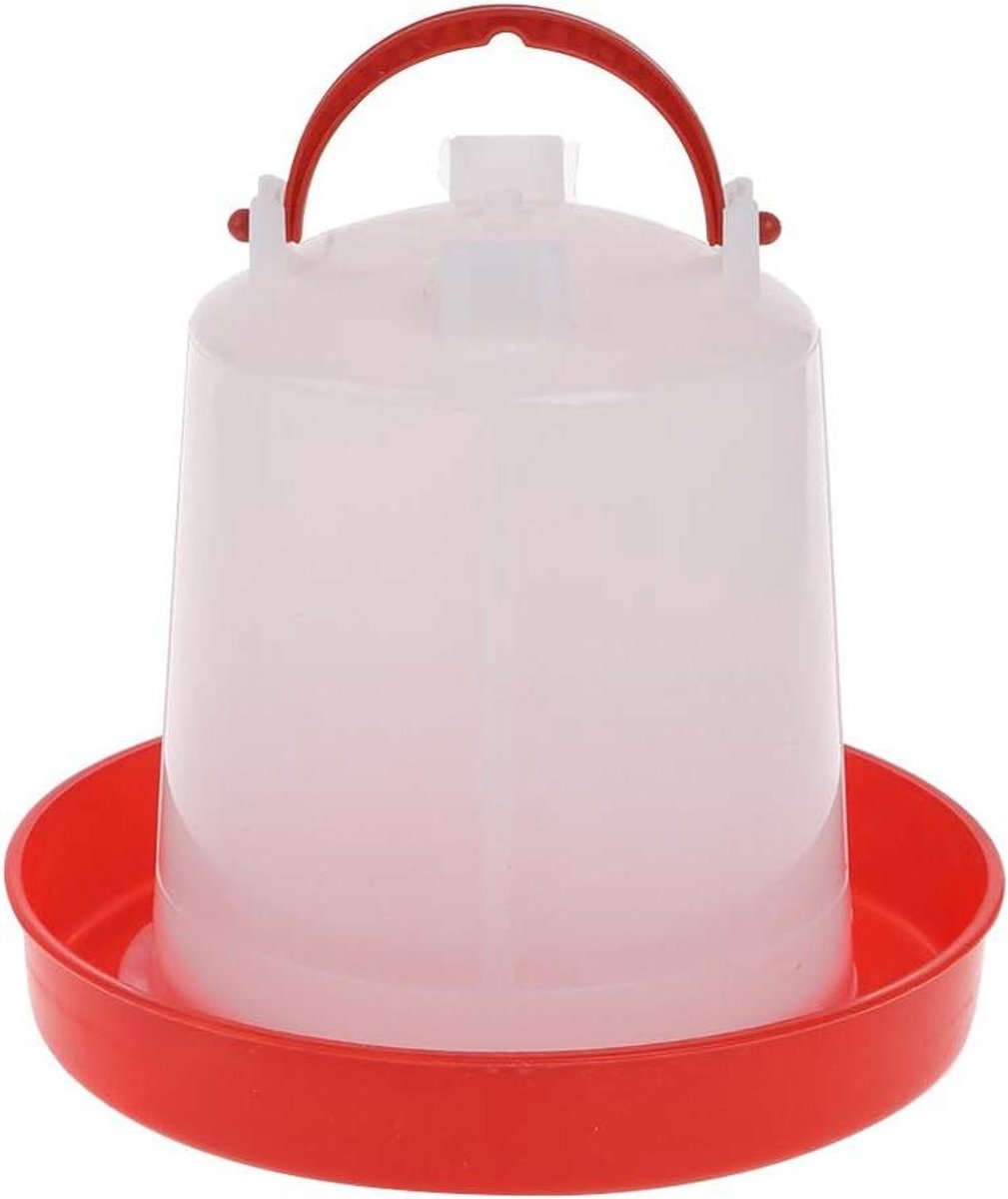 Huisdier Voeder - Drinkbak - Pluimvee Voeden - Draagbaar Handvat - 1.5 Liter - Wit Rood