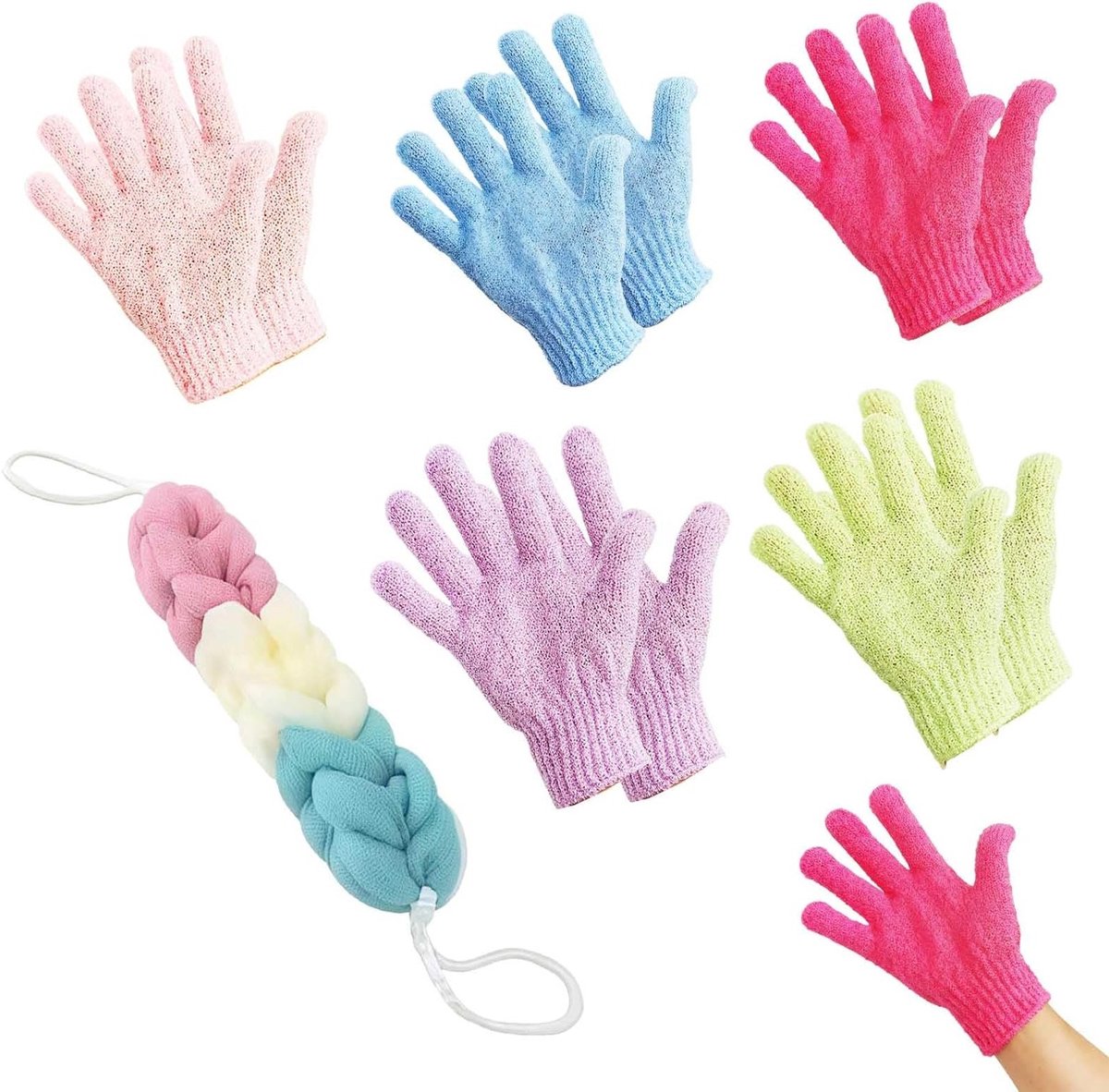10 Stuks Exfoliërende Handschoenen van Bamboe, Multifunctionele Scrubhandschoenen voor Lichaam en Voeten, Zacht, Duurzaam en Herbruikbaar voor Alle Huidtypes en Verzorging
