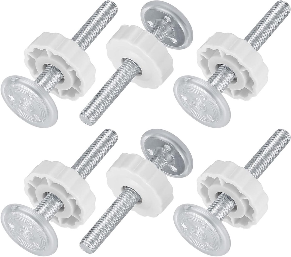 6 Stuks Duwschroeven voor Kinder- en Dierenhekken, M10 Spindelstangen voor Drukbeveiliging, Geschikt voor Traphekken en Veiligheidshekken (Silvery, M10x80mm)