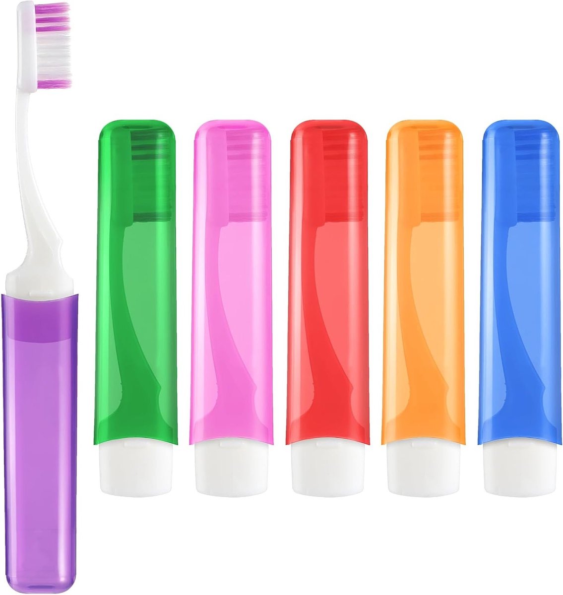 Set van 6 Reis Tandenborstels, Mini Vouwbare Tandenborstels met Zachte Borstels en Etui, Ideaal voor Thuis, Hiking en Kamperen