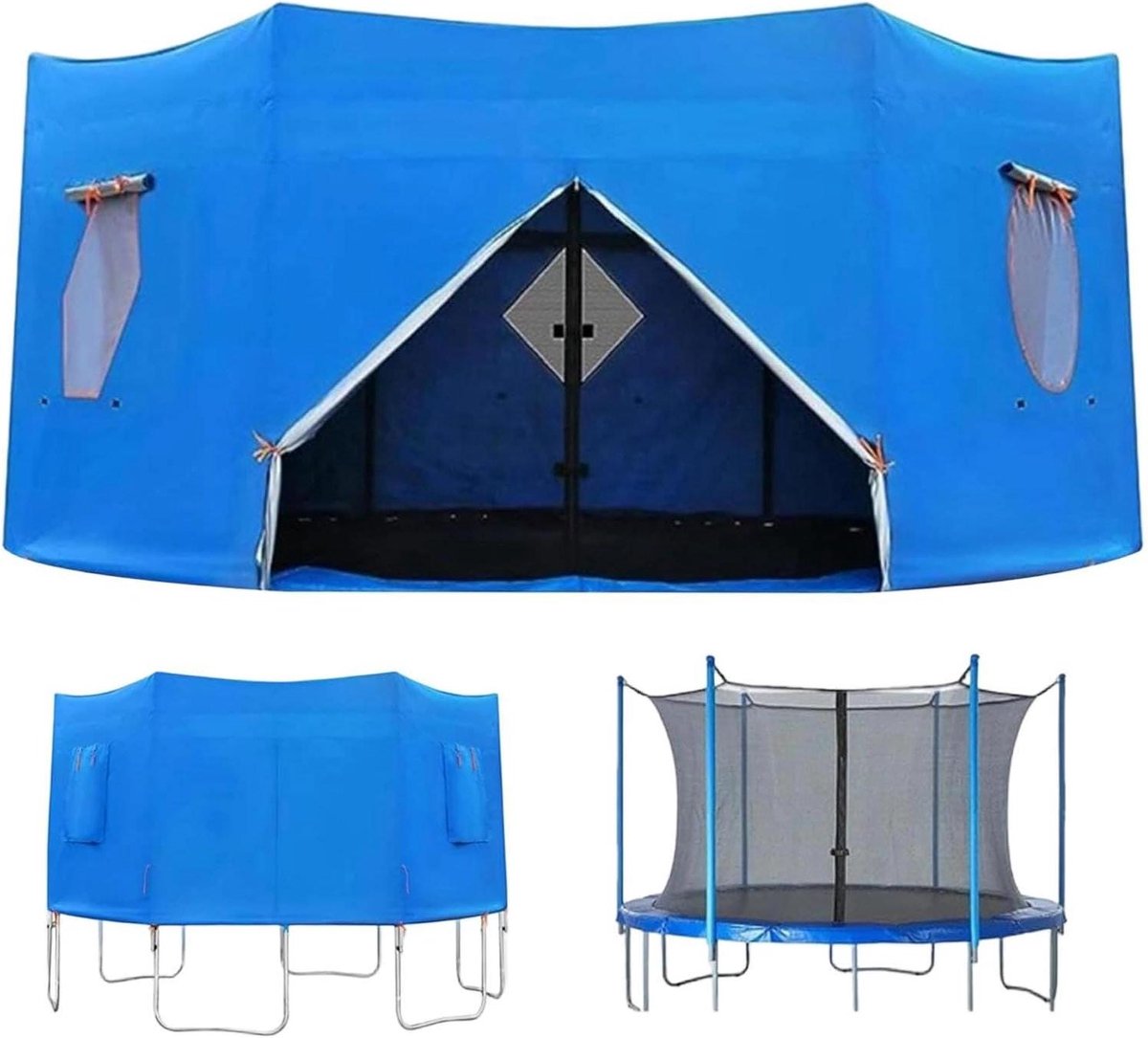 Trampolinehoes - Schaduwhoes Luifel - Bescherming Buiten - Waterdicht Oxford-doek - 10FT-6 Palen - Blauw