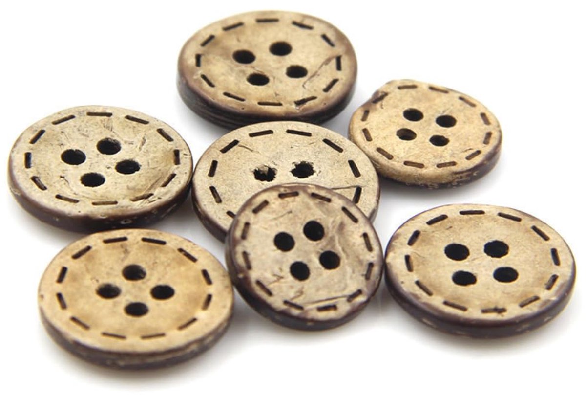 Knopen, ronde knopen, 4 gaten houten knopen, houten naaiknoppen, knutselknopen, vintage knopen, houten knopen voor naaien en knutselen, decoraties, houtkleur, 18 mm