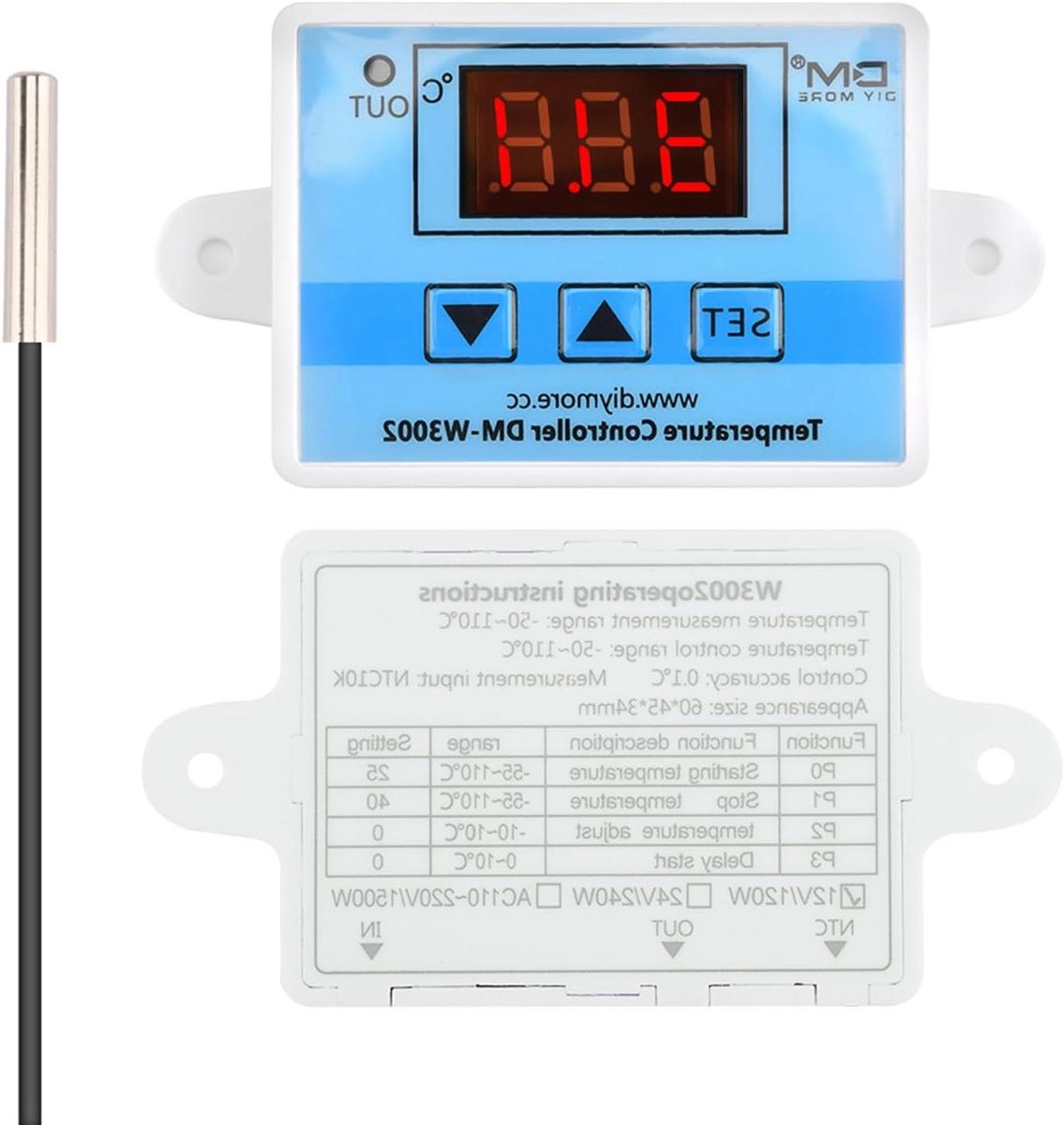 Digitale Temperatuurregelaar DC 12V Thermostaat voor Verwarming en Koeling met NTC Sensor