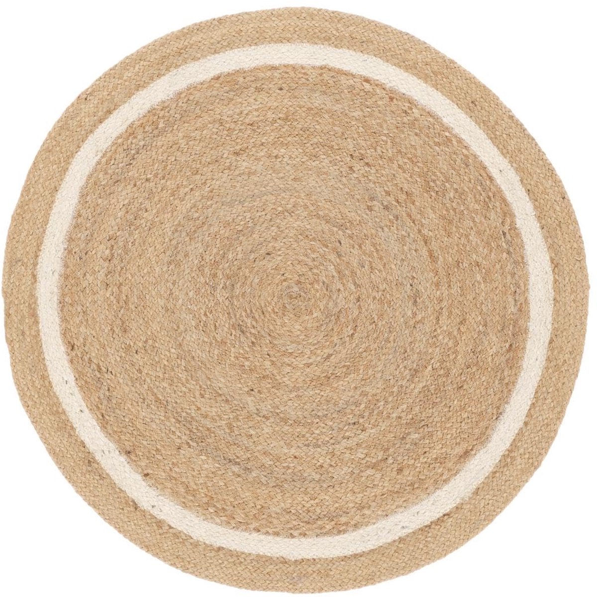 Vloerkleed, Moderne, Ø 120 cm, Rond, Laagpolig, Keuken, Hal, Alleen chemisch reinigen, Care & Fair gecertificeerd, Beige/Off Wit