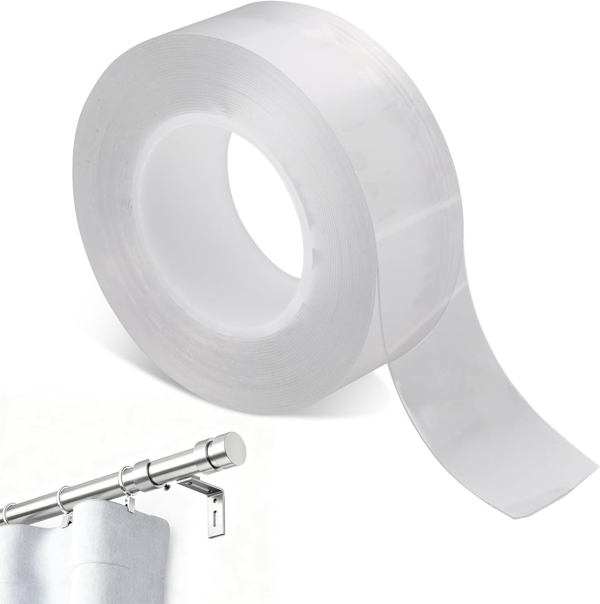 Gordijnring Schuifband, Gordijnroede Schuifband Helder Glad Stil Gemakkelijk te Verschuiven Voorkomt Dat de Gordijnroede Blijft Hangen (5m)