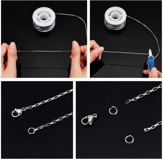 10M 32.8 Voeten Rvs Box Chain Bulk Venetiaanse Kettingen Zilveren Ketting Roll Rechthoek Link Kettingen met Open Jump Ringen Voor Sieraden Maken Vrouwen Volwassenen DIY Kettingen Armbanden — afbeelding 3