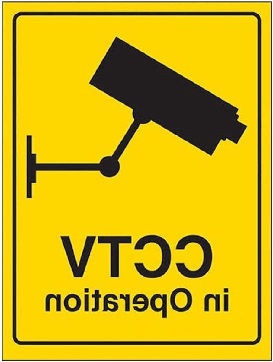 CCTV Camera Bord - Waarschuwingssticker Beveiliging - Terrein Beveiligen - Zelfklevend Vinyl - 150mm x 200mm - Zwart