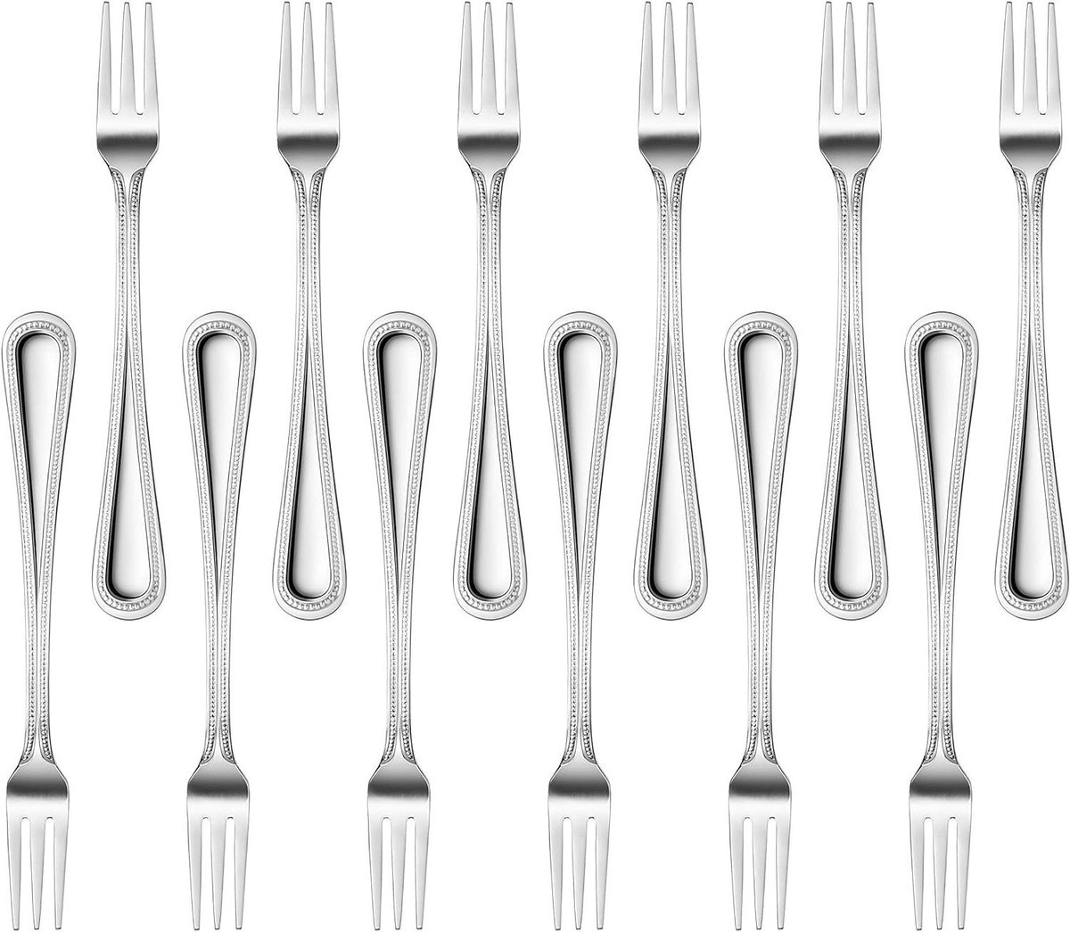 Oestervork - Zeevruchten Vork - Zeevruchten Eten - Kraalpatroon - 15.5 cm - Roestvrij staal