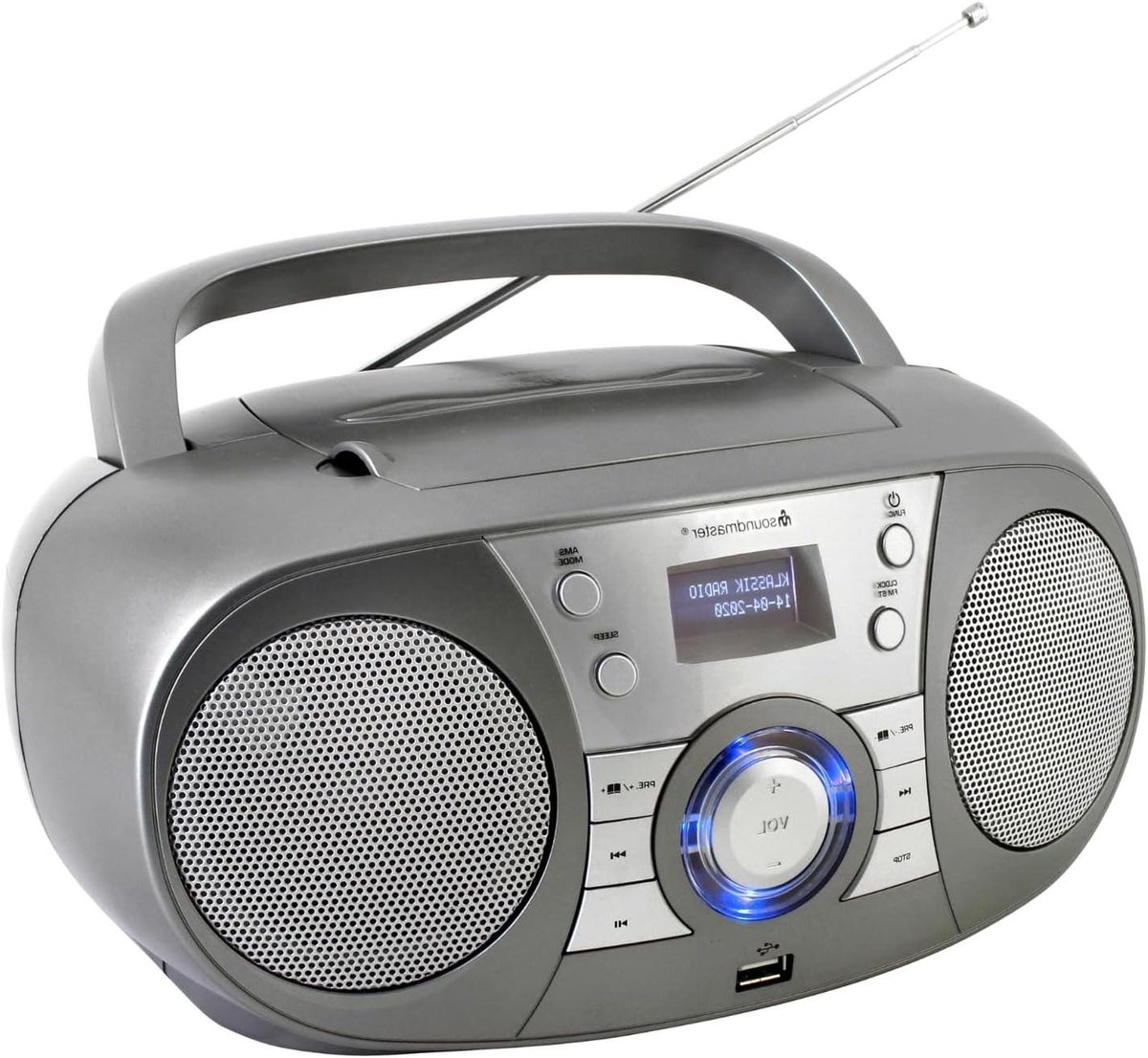 Digitale Radio CD - Boombox DAB+ - Muziek Luisteren - Bluetooth Streaming - 28.5 x 18.5 x 14 cm - Grijs