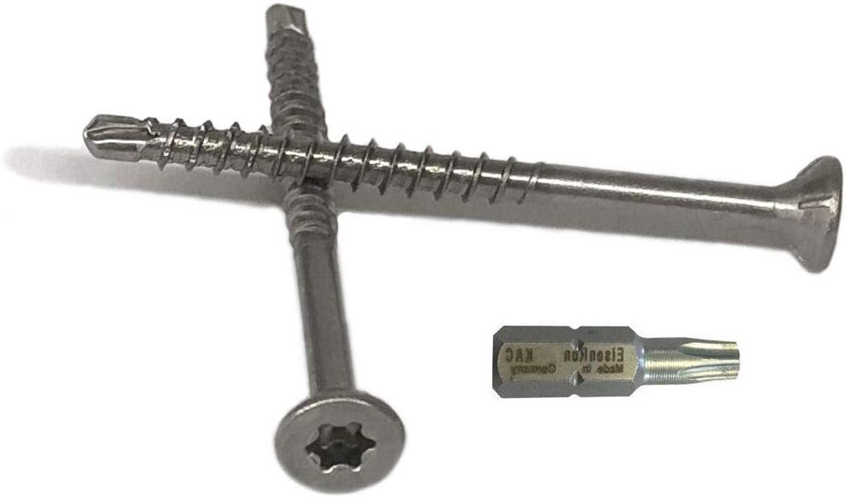 Spaanplaatschroeven Boorpunt - Schroeven Roestvrij Staal - Zelf Boren - Met Freesribben - 4x60 mm - Zilver