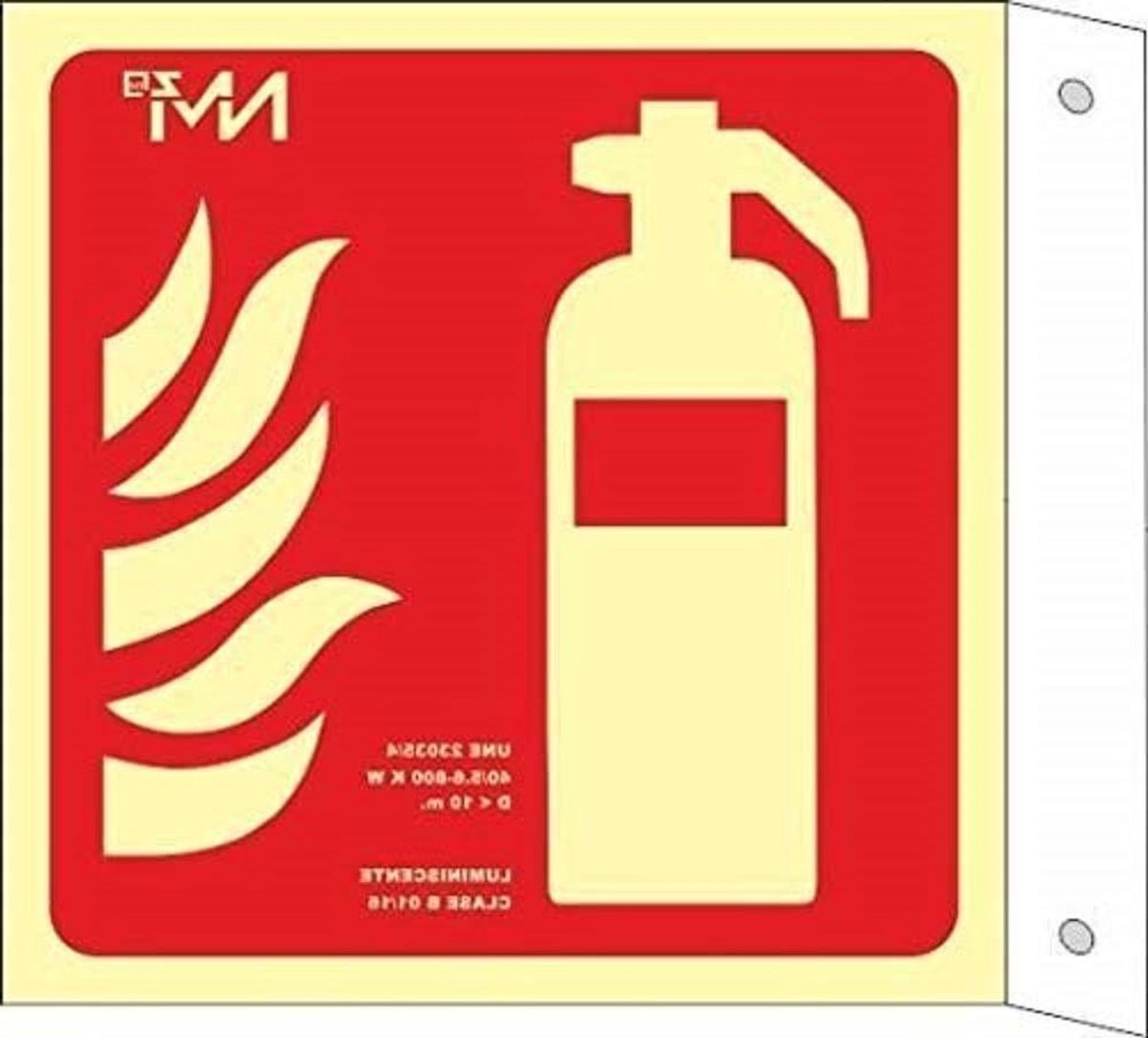 Brandblusser bord - Veiligheidsbord Noodinstructie - Veiligheid Aangeven - Luminescentie - 42 x 42 cm - Groen