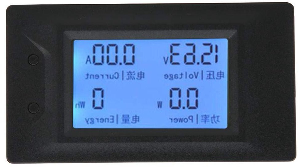 Digitale Energiemeter - Multimeter Voltmeter Ampèremeter - Energie Verbruik Meten - LCD Display Real-time - 30A 100V DC - Zwart