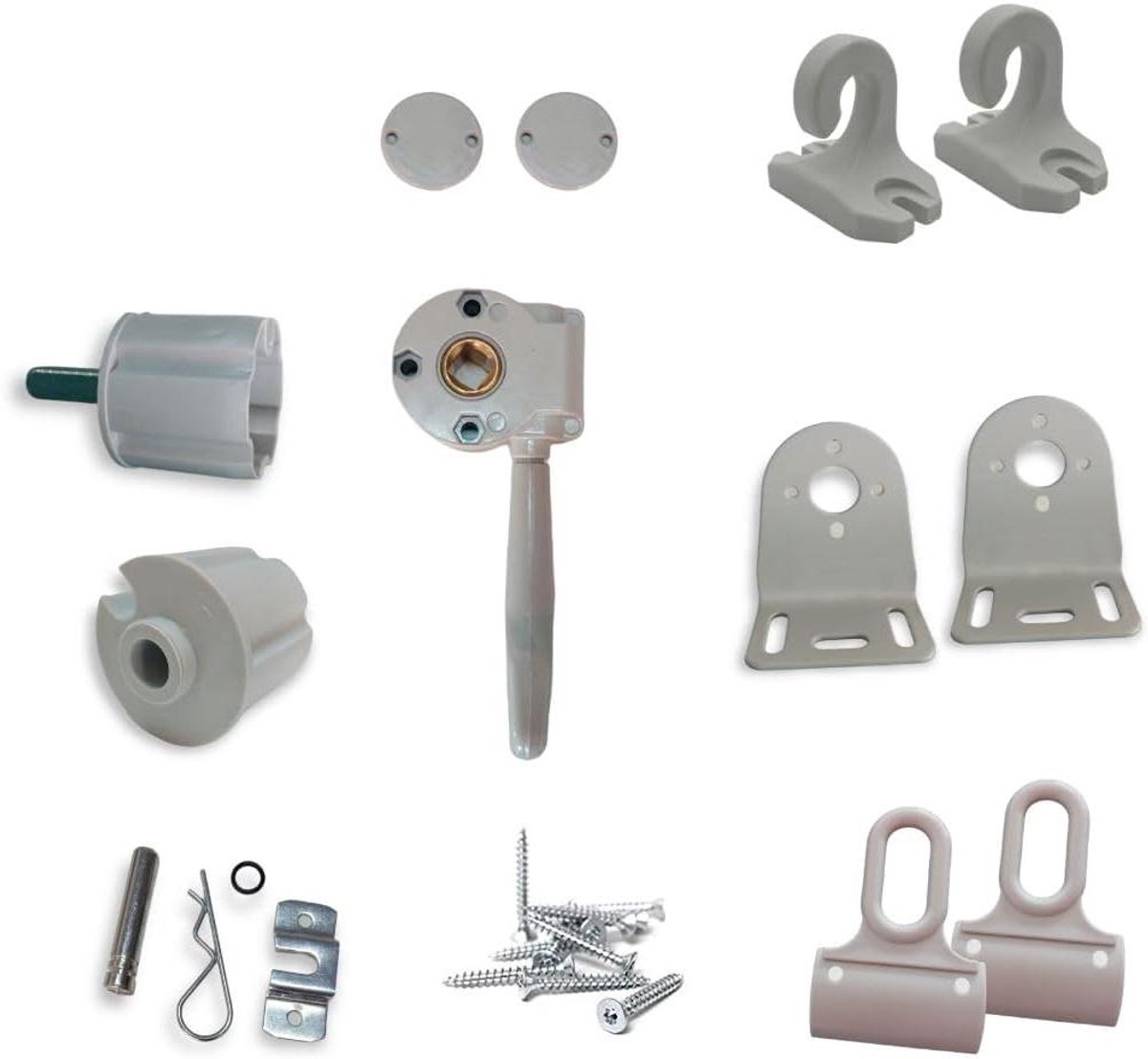 Luifel Accessoires Set - Vervangingsset Rolluik - Luifel Repareren - Compleet Vervangingsonderdelen - 70 mm Diameter - Grijs