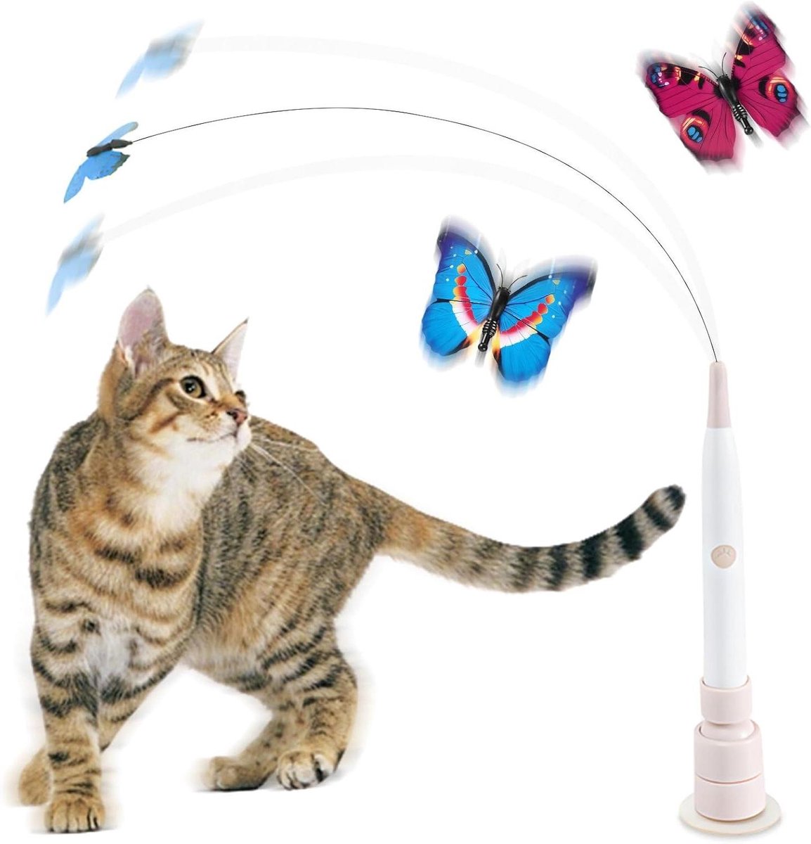 Elektrische Vlinder Kattenspeelgoed - Interactief Speelgoed Kat - Stimuleert Jachtinstinct - Met Zuignap Bevestiging