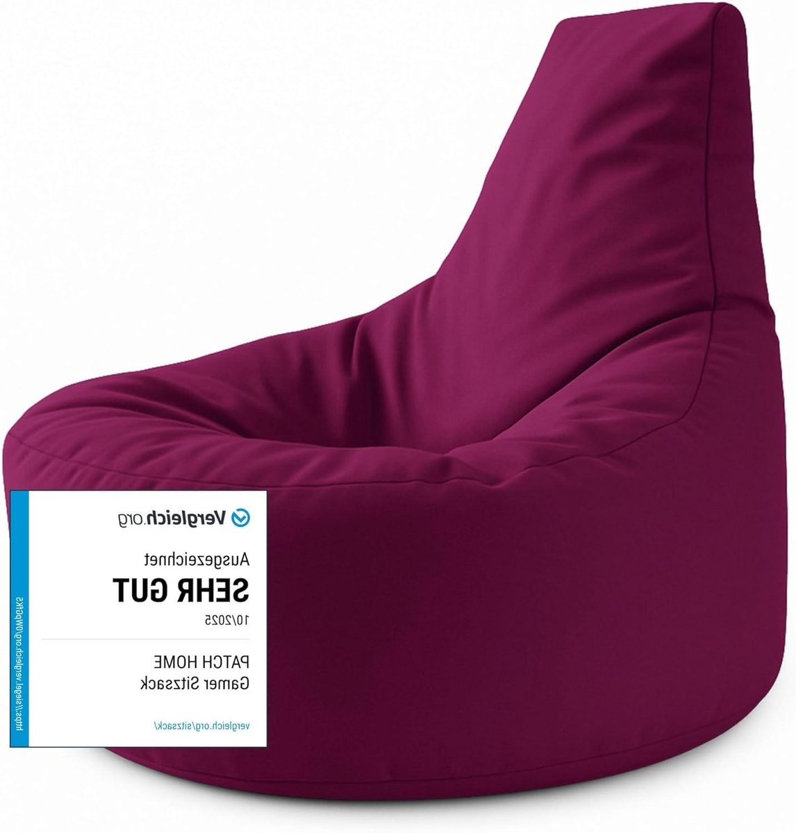 Zitzak Loungekussen - Gamerkussen Stoel - Ontspannen Zitten - Waterafstotend Nylon - 80 cm x 90 cm - Wijnrood