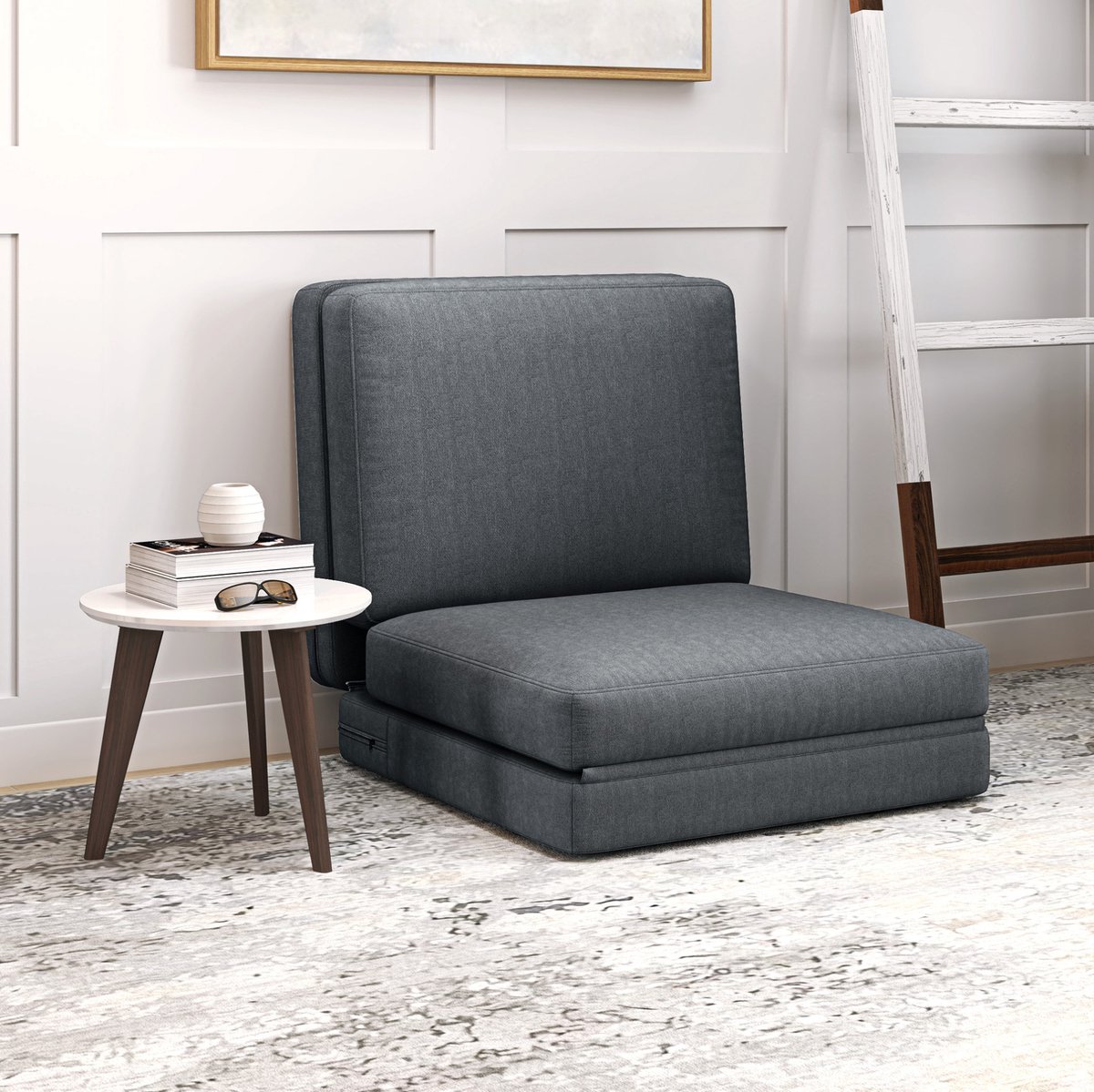 HAUSS SPOLE Slaapbank - 3-In-1 Opvouwbare Bodensofa - Bedfunctie En Deelbaar Ontwerp - Voor Woonkamer En Slaapkamer - Polyester Donkergrijs