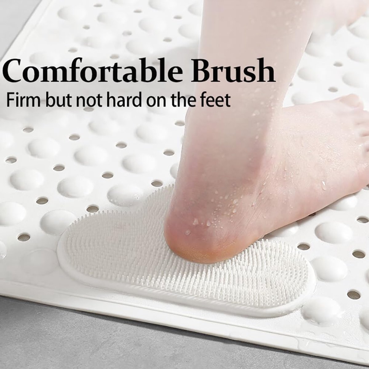 douchemat, 80 x 50 cm, antislip douchemat met zuignappen en drainagegaten, voor badkuip, badkamer, wit