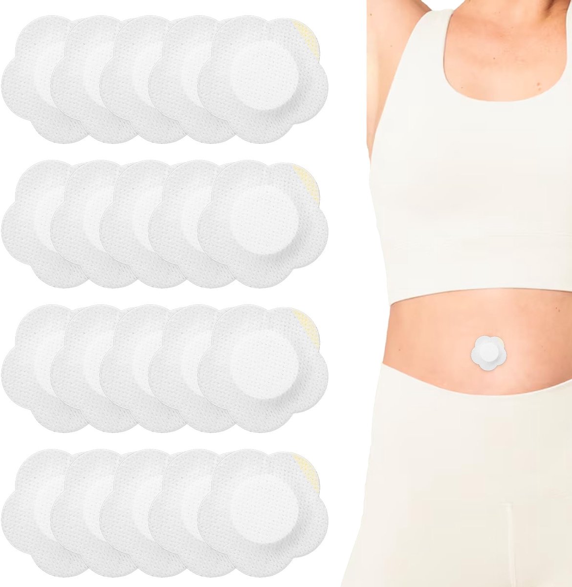60 stuks wegwerp-ricinusoliepleisters voor navels, zelfklevend, nek, schouders, knieën, zonder wassen, anti-uitloop, sterk absorberende stof voor vrouwen, mannen en kinderen