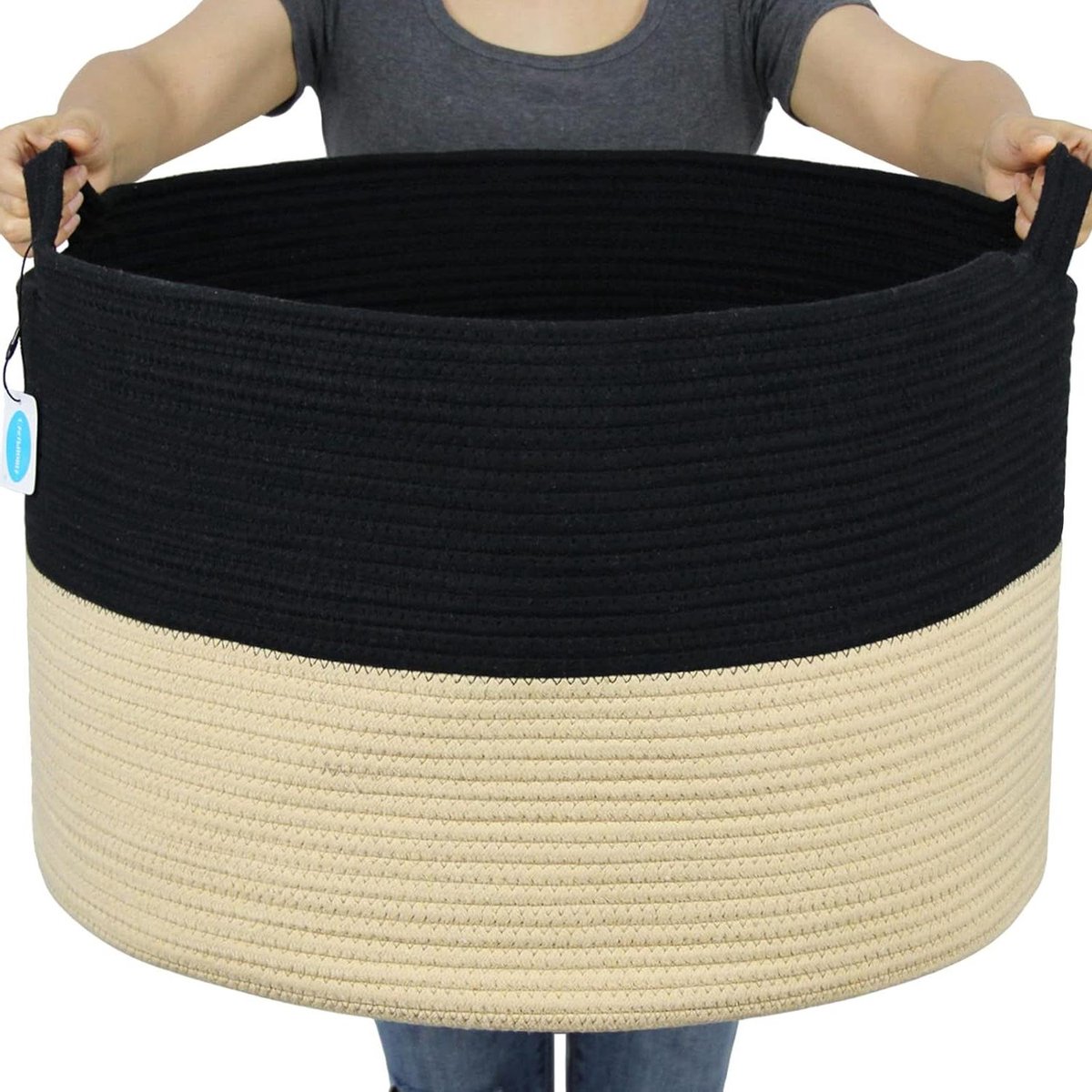 Katoenen Touw Mand - Wasmand Dekenmand - Opbergen van Spullen - Zacht Geweven Draad - 55x55x35 cm - Niet gespecificeerd