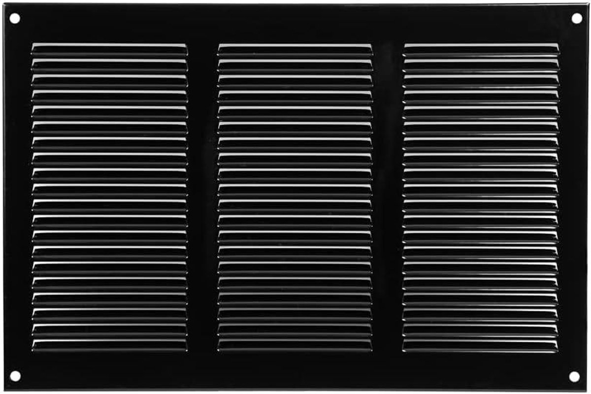 Ventilatierooster - Wandrooster Deurrooster - Afdekken Opening - Met Vliegengaas - 300mm x 200mm - Zwart