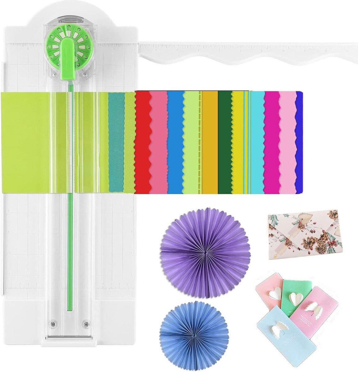 Papier Rand Snijder - Papier Trimmer Craft Tool - Scrapbooking Decoratie - 12 Verschillende Vormen - 14x12 inch - Wit