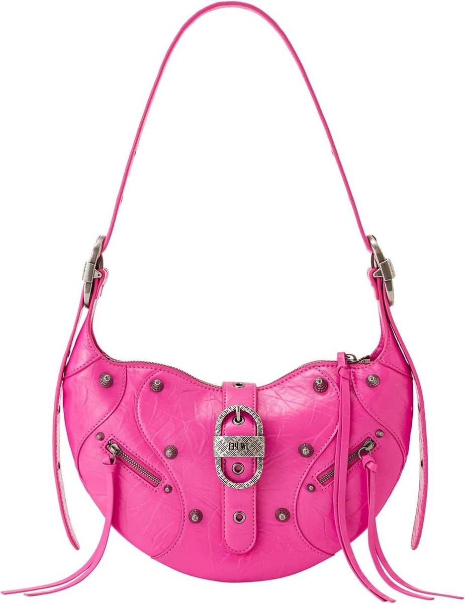 Dames Schoudertas - Handtas Crossbody - Dagelijks Gebruik - Vegan Leer Croco - 30 cm Breed - Zwart