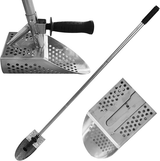 Metaaldetector Schep - Strandschep Zeef - Schatten Vinden - Snelle Zeef - 140 cm - Zilver — afbeelding 4