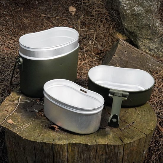 Militaire Keukenset - Kampeerkeuken Set - Koken Buiten - 3-Delig Aluminium - 165 cm Hoog - Groen — afbeelding 3