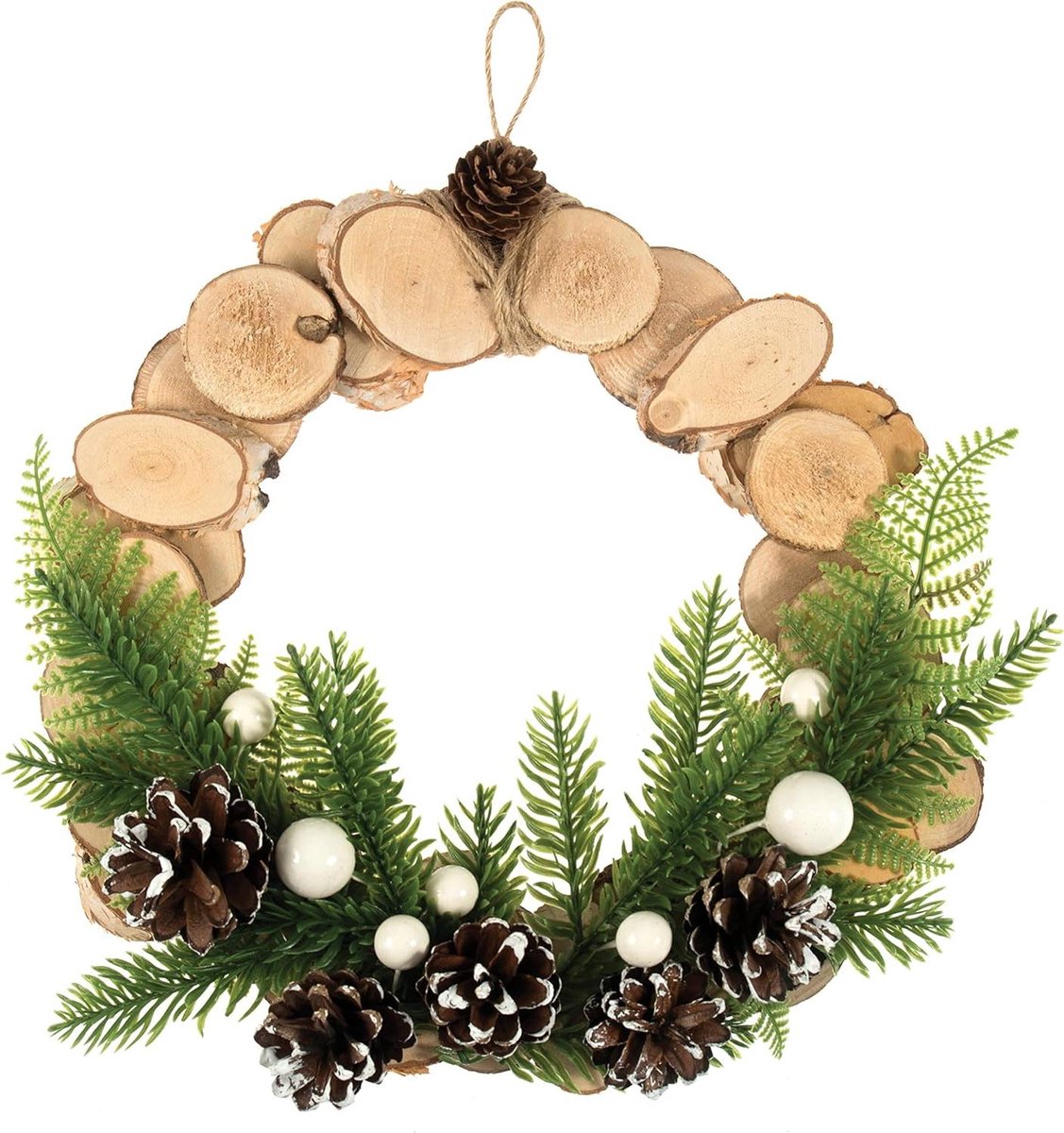 Krans Maakset - DIY Krans Knutselpakket - Decoratie Maken - Scandi Hout Stijl - 25cm Diameter - Natuurlijk Hout