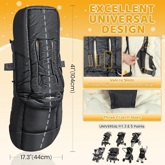 Warme Universele Winterslaapzak Kinderwagen - Waterdicht en Fleece Gevoerd Voetenzak — afbeelding 2