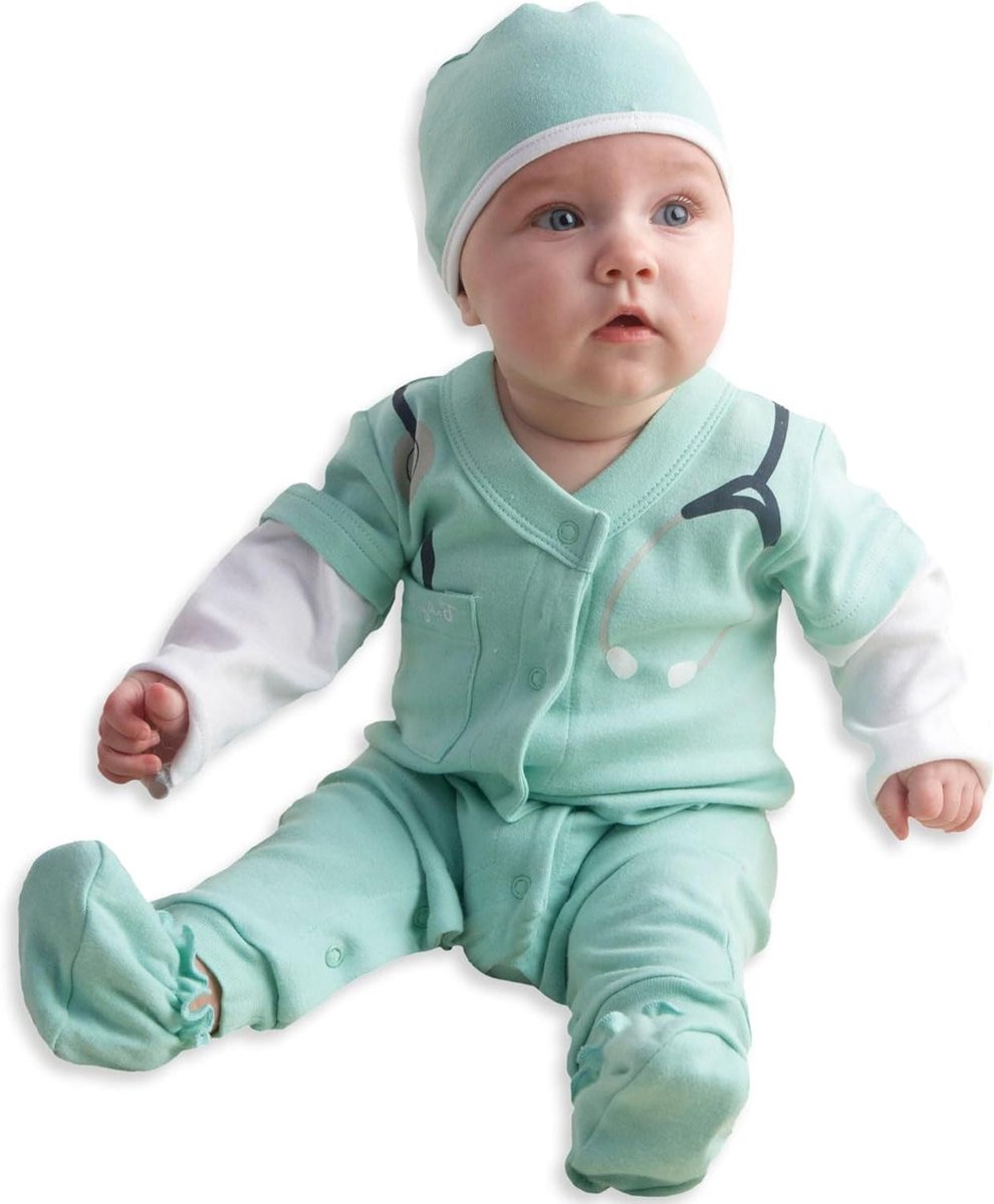 Baby Layette Set - Kraamcadeau Set - Baby Verzorging - Artsen Thema - 0-6 Maanden - Groen