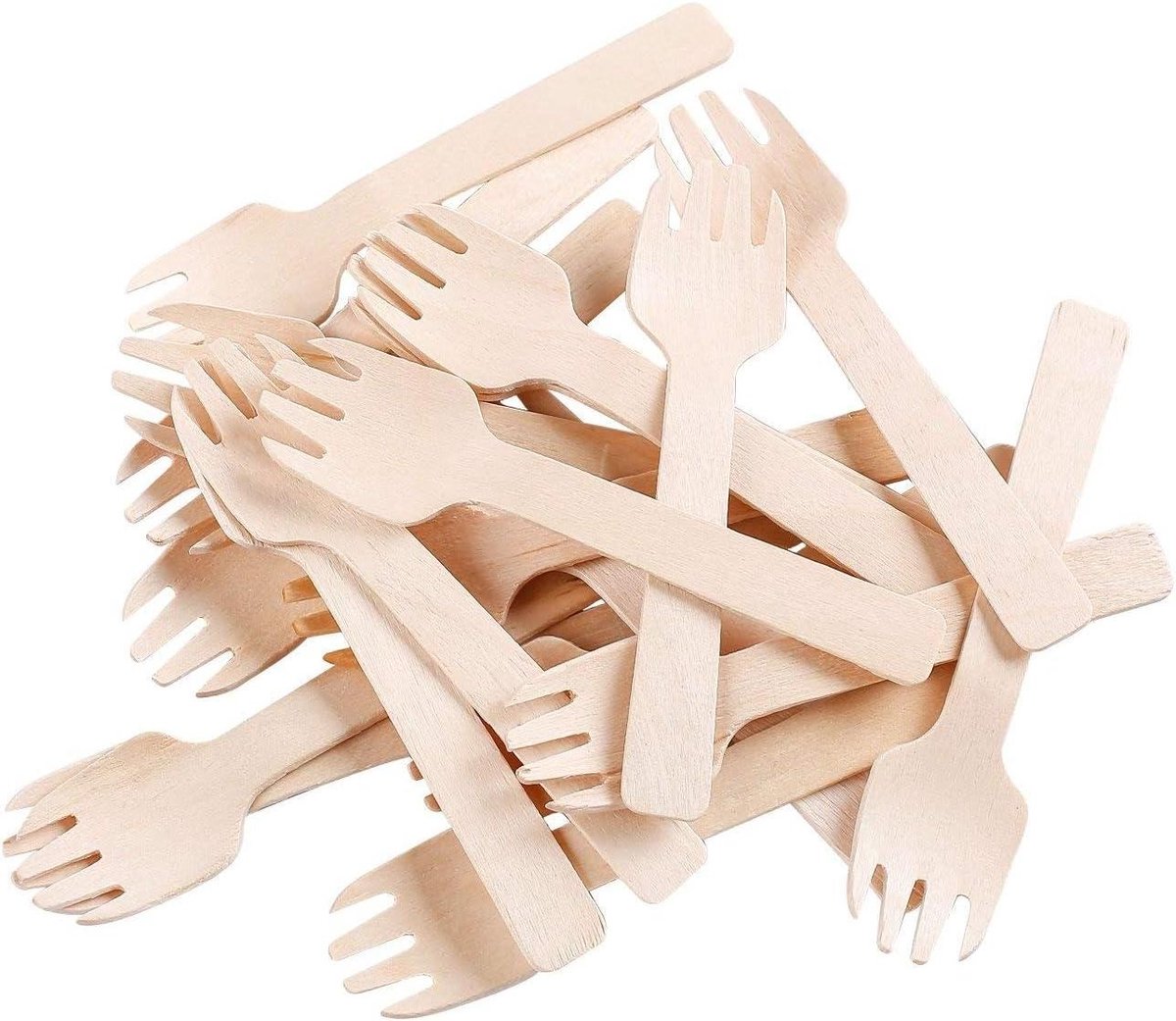 Houten Mini Spork - Vork Lepel - Desserts Serveren - Biologisch Afbreekbaar - 10 cm - Houtkleur