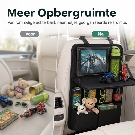 BOTC Autostoel Organizer met Tablet Houder - Waterdicht - 13 zakken - Set van 2 - Luxe & stevige autostoel organizer - Zwart van BOTC — afbeelding 3