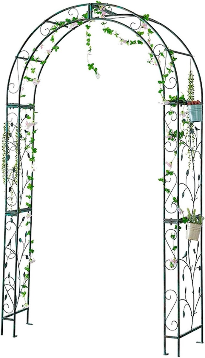 Rozenboog Tuin - Prieel Archway - Planten Ondersteunen - Roestvrij Staal - 220 x 122 x 40 cm - Zwart