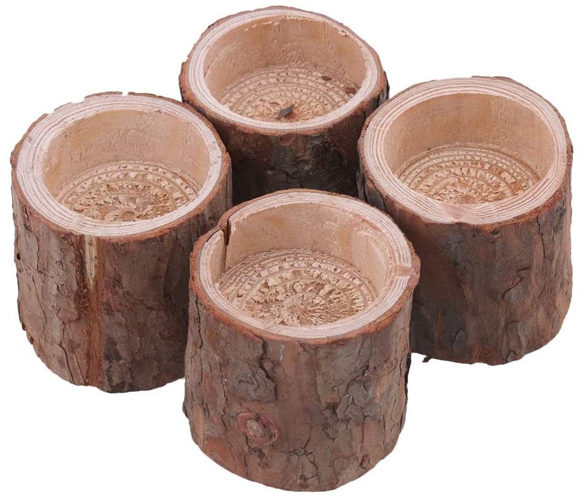 5x5x5cm Natuurlijke Grenen Hout Boomtak Houten Kaarshouder Handgemaakte Kandelaars voor Huisdecoratie Set van 4