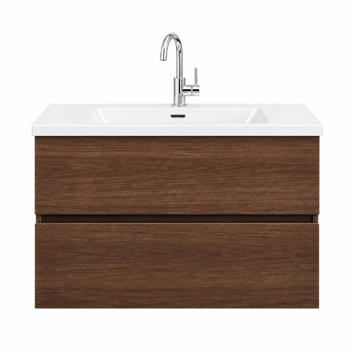 ZIMMER Badkamermeubel Set MULTI Dubbel met 2 Wastafels 120x50x58 cm Donker walnoot – Soft-Close – Zwevend Badmeubel Compleet