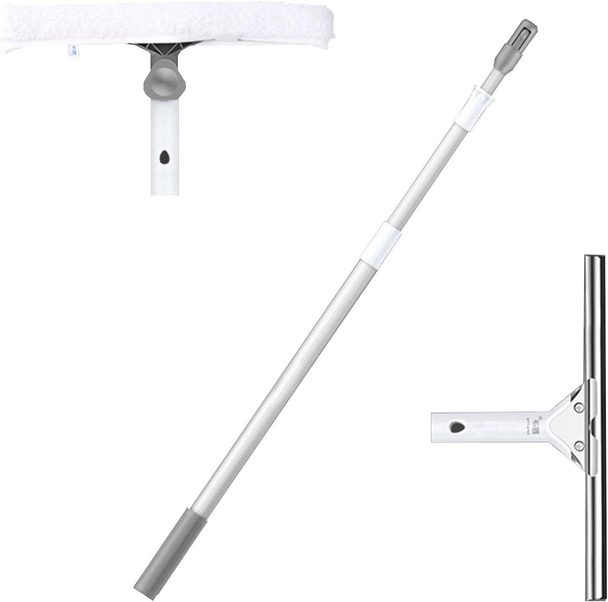 Raamwisser Reiniger - Douchewisser Telescoop - Ramen Schoonmaken - Verstelbare Telescoopsteel - 35 cm Lip - Zilver