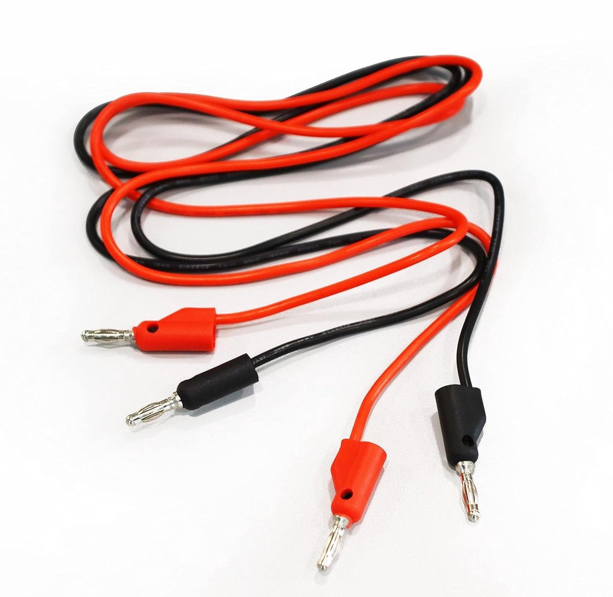 Bananenstekker Meetkabels - Testkabels Multimeter - Laboratorium Metingen - Dubbel Geïsoleerd - 110 cm - Rood/Zwart