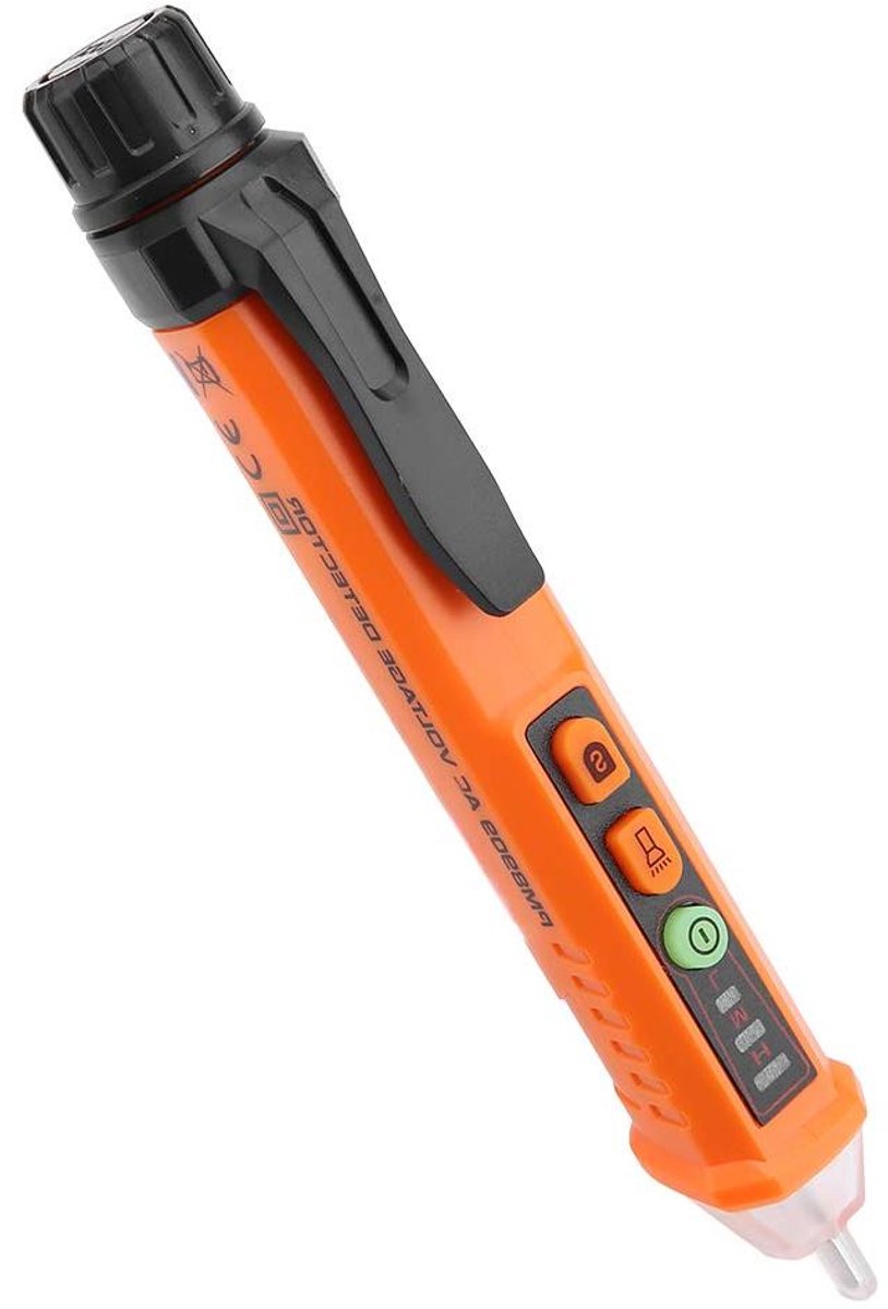 Contactloze Spanningsmeter - Spanningstester Alarm - Elektriciteit Controleren - Automatische Gevoeligheid - 12-1000V AC - Oranje Zwart