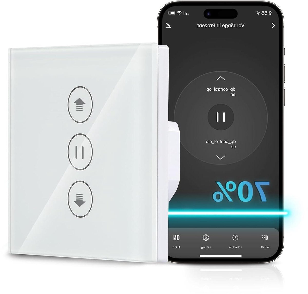 Wifi Rolluikschakelaar - Smart Home Switch - Automatisch Rolluiken - Procentuele Besturing - 86 x 86 mm - Wit