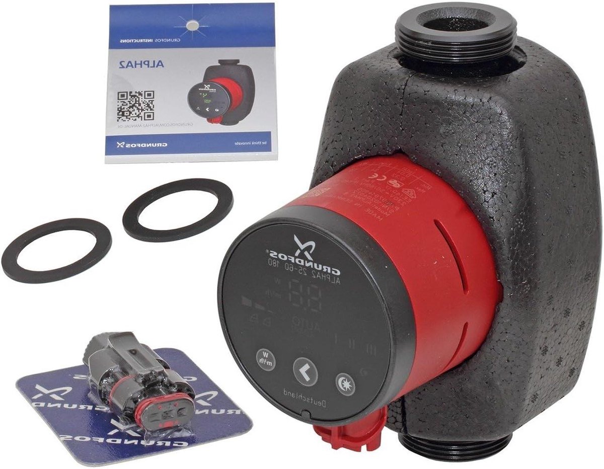 Hoogrendementpomp - Circulatiepomp Warmtepomp - Verwarmingssysteem Optimaliseren - ECM Technologie - 25-40 PN10 G1 1/2 - Grijs