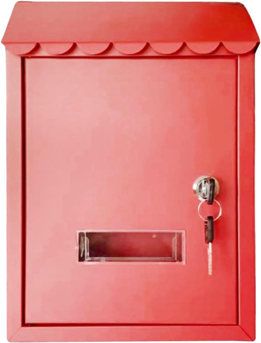 Muurbrievenbus - Huisbrievenbus Brievenbus - Post Ontvangen - Roestvrij Metalen Materiaal - 3556 x 254 x 127 cm - Rood
