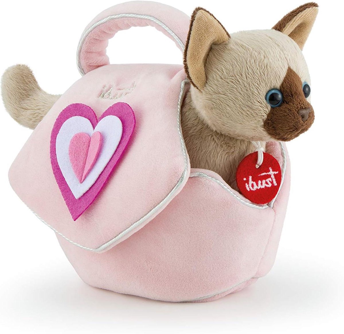 Pluche kat met tas - Knuffel kat Zachte kat - Spelen en knuffelen - Gemaakt met gerecyclede vulling