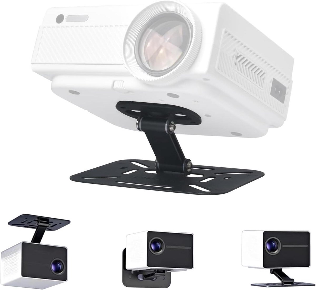 Beamerhouder - Projectorstandaard - Thuisbioscoop - Universele compatibiliteit - 16 x 12 x 3 cm - Zwart