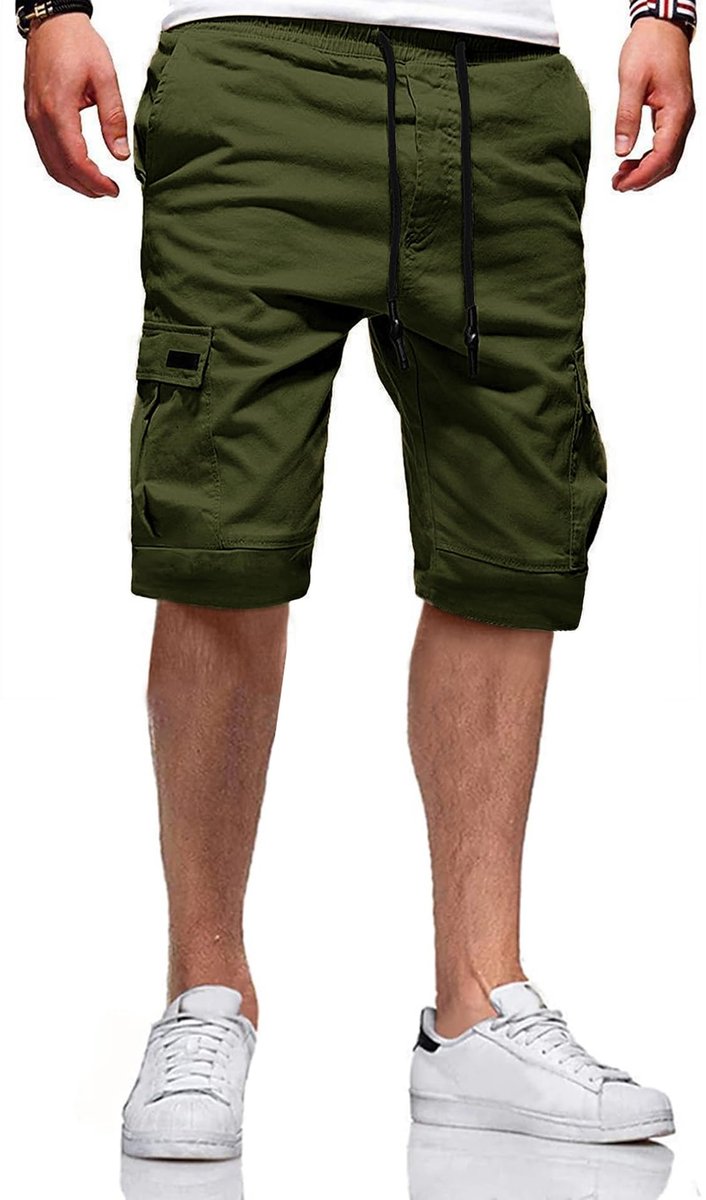 Katoenen Bermuda Heren Zomer Casual Broek Elastische Taille met Zakken