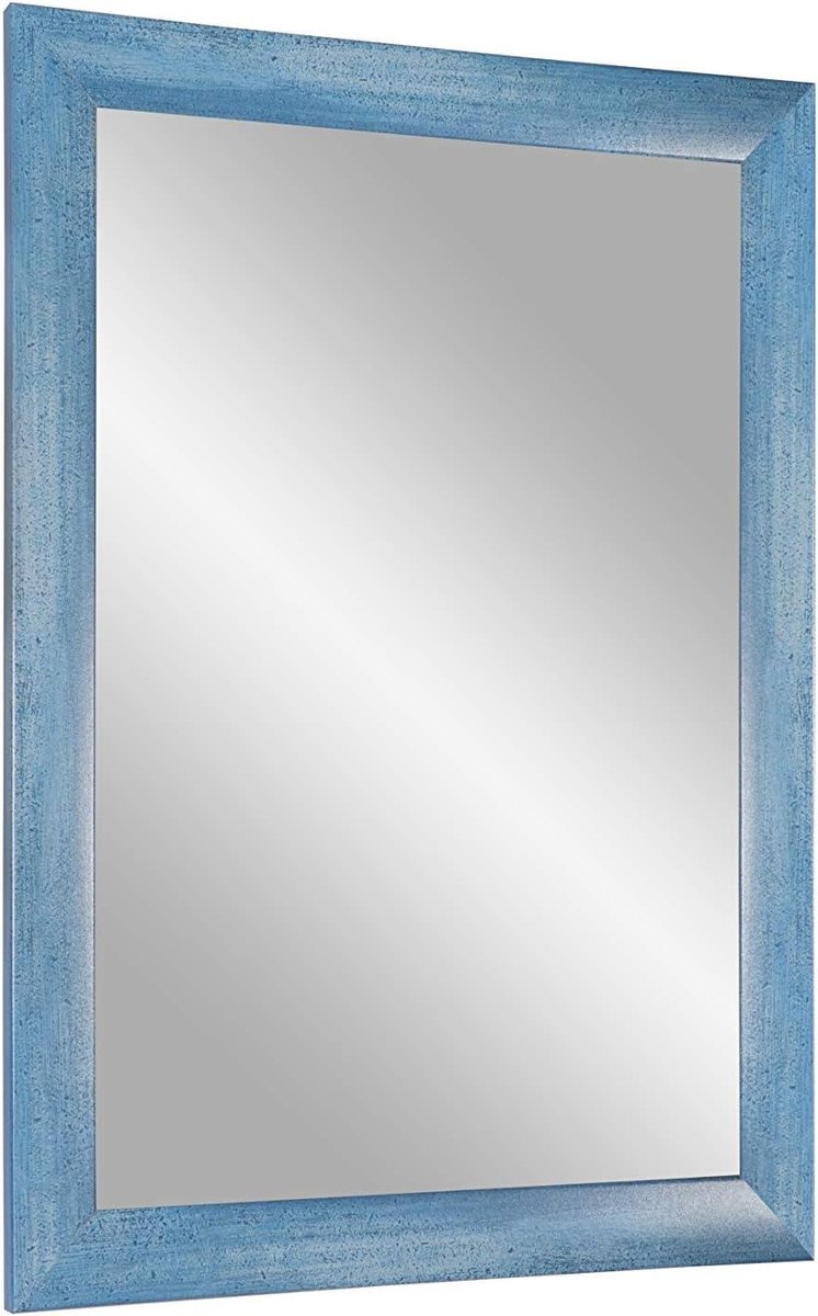Wandspiegel met frame - Spiegelframe op maat - Interieur decoratie - Handgemaakt in Duitsland - 100x105 cm - Lichtblauw
