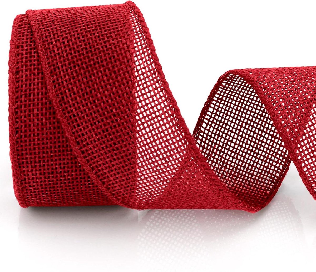 Jutelint Breed - Draadlint Rood - Geschenkverpakking - Natuurlijk Linnen Materiaal - 4 cm x 10 meter - Rood