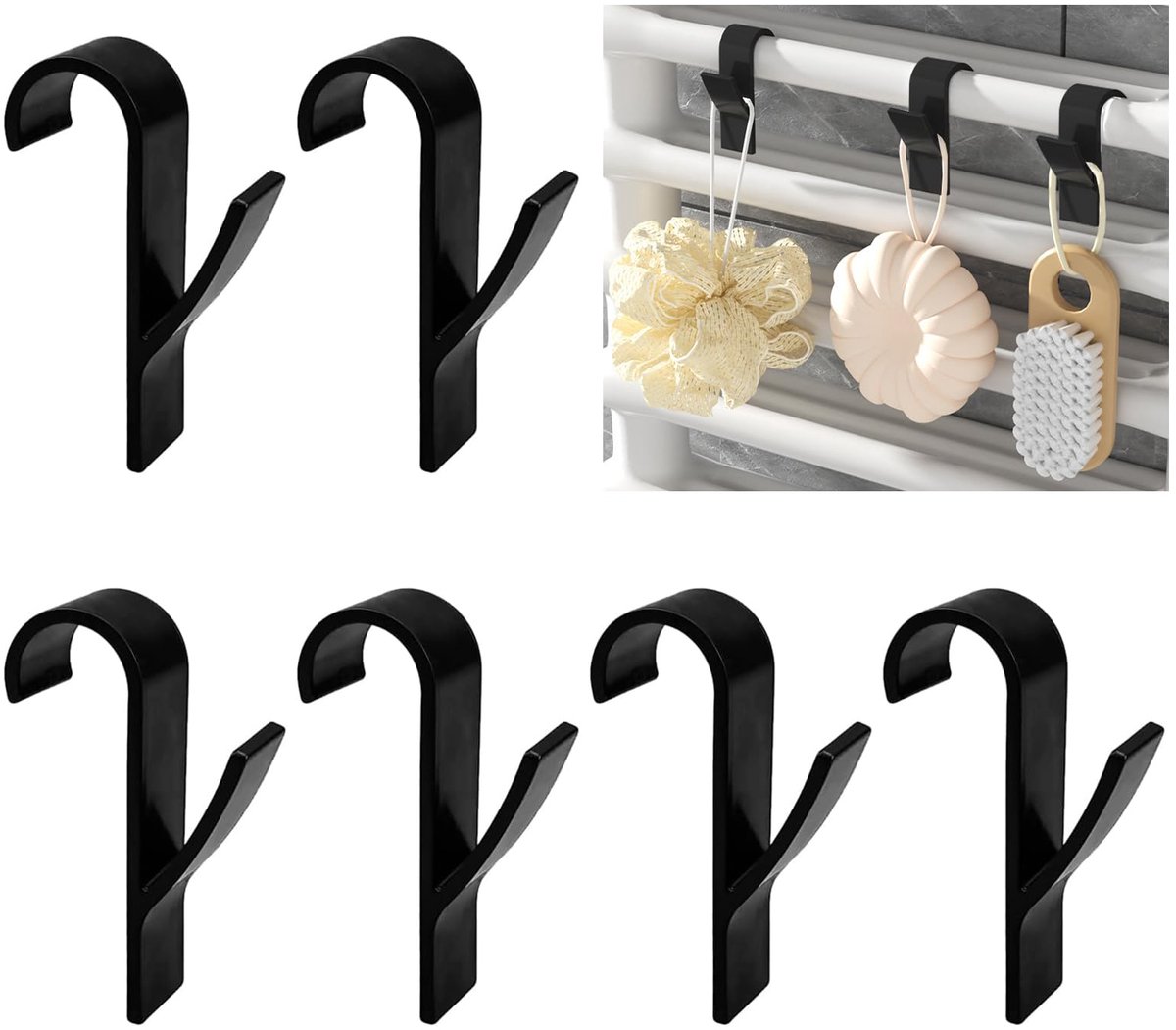 6 stuks haken voor ronde radiatoren, handdoekhouder, radiator, multifunctionele haak voor ronde radiator, handdoekhouder, verwarming, ABS-haak, verwarming, badkamerradiator voor alle standaard