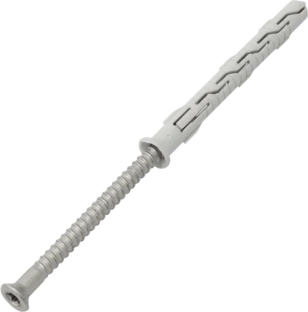 Bevestigingsset Kunststof Pluggen - Pluggen en Schroeven - Muurbevestiging - Geribbelde Behuizing - Ø8x80mm - Grijs
